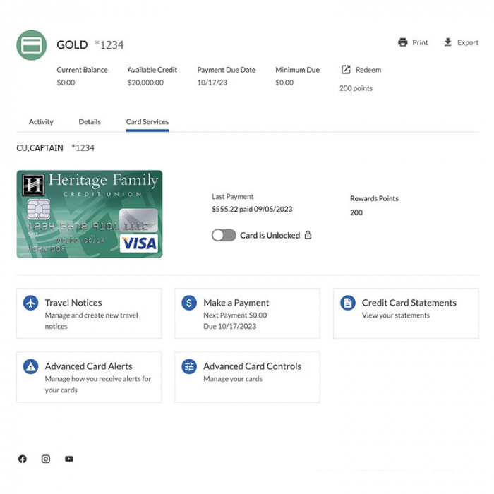 Visa Card Dashboard