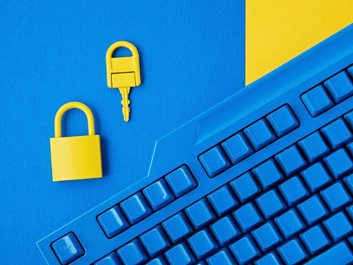 Image of lock, key and keyboard