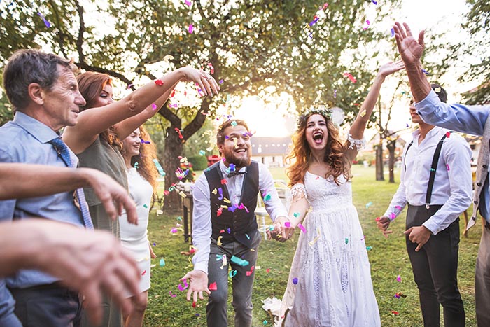 Bride and Groom Celebrate at their Backyard Wedding