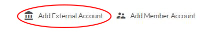 A red circle around the words Add External Account