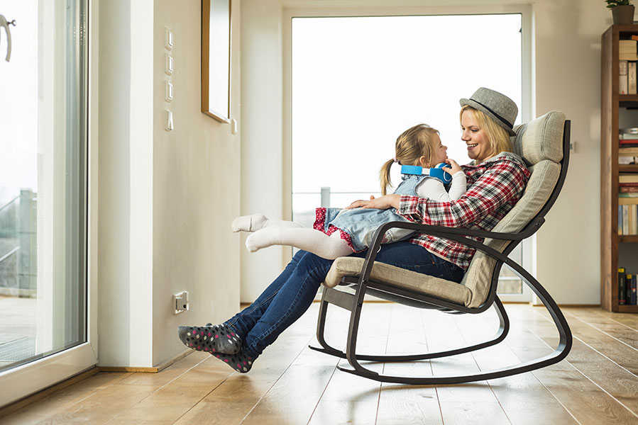 Parent and child in rocking chair