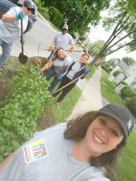 A group of HFCU volunteers assists with the Rutland Blooms project in Rutland City