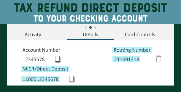Tax refund direct deposit to your checking account